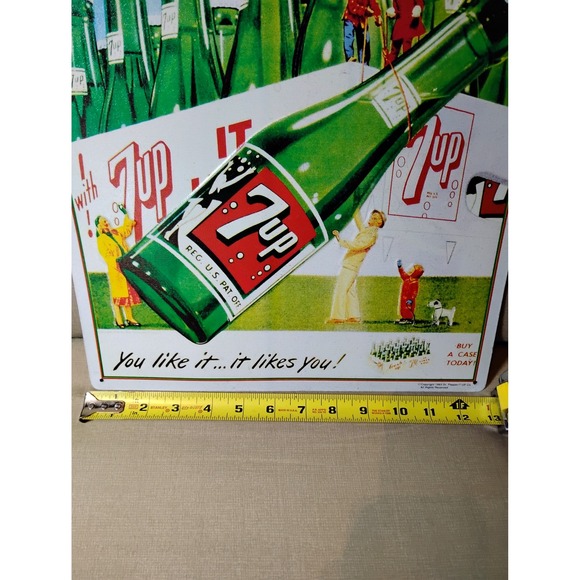 VTG 1993 7UP Family Drink Metal Sign Retro Advertising Coca Cola Collectible - Picture 4 of 9